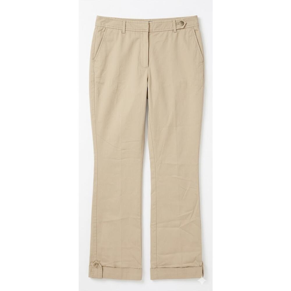 Lands' End Cream Khaki Chino Pants Size 6P Petite Button Tab Cuff Trouser